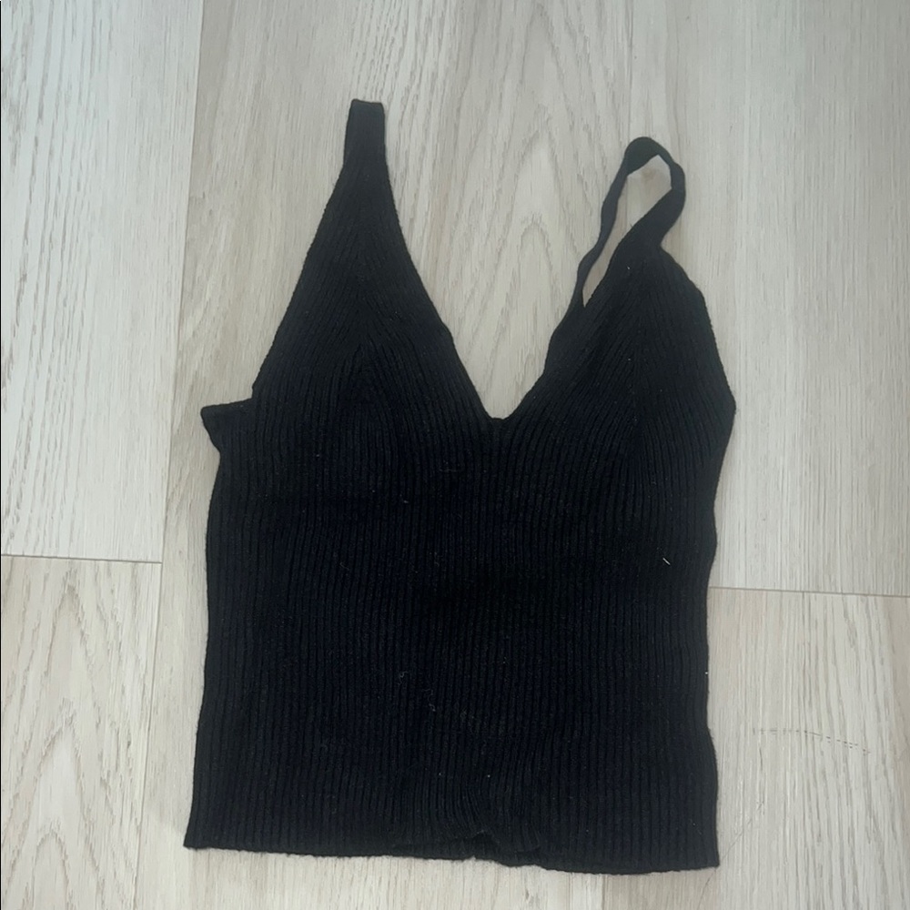Black Ribbed Women's Top